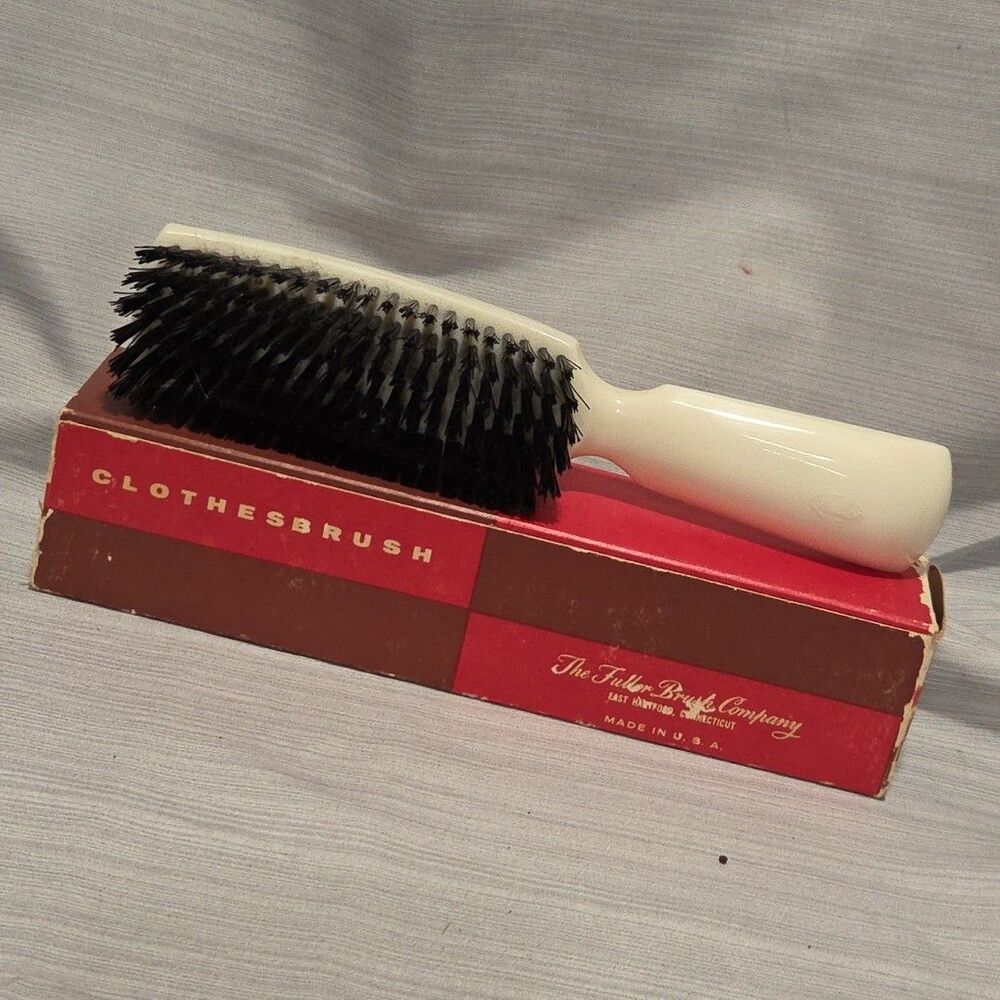 VTG Fuller Clothes Brush Lint Remover 588 Nylon Bristles 6 Rows Ivory Handle